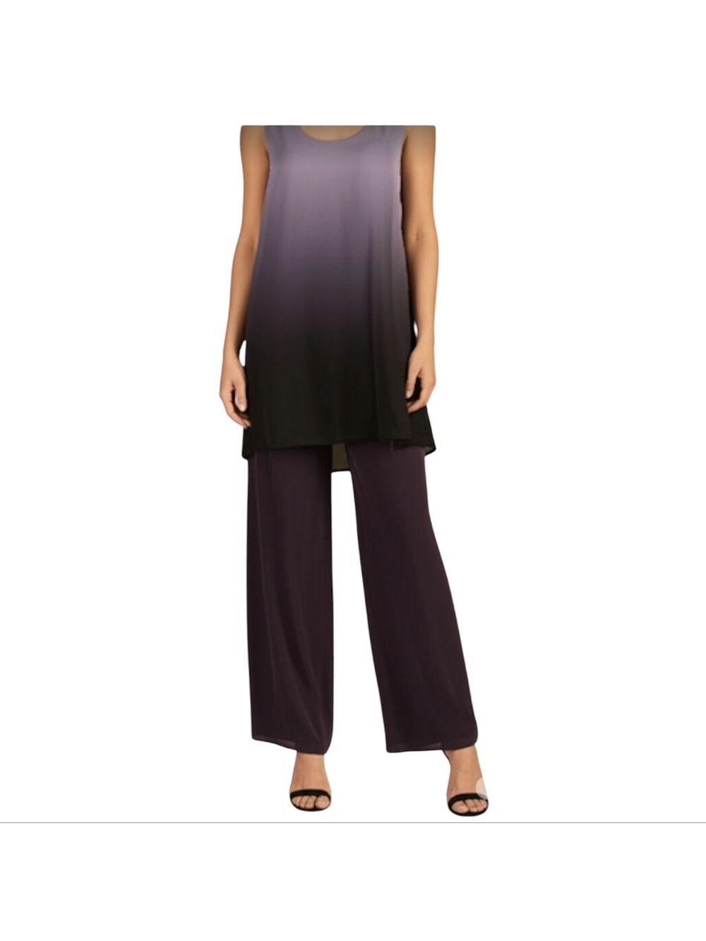 Valerie Stevens Ombre Plum Lined Silk Pant Suit Top PM, Pants PL EUC